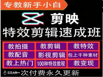 剪映特效教程和运营变现教程，特效剪辑速成班，专教新手小白-秀人资源网