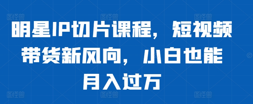 明星IP切片课程，短视频带货新风向，小白也能月入过万-整合资源网