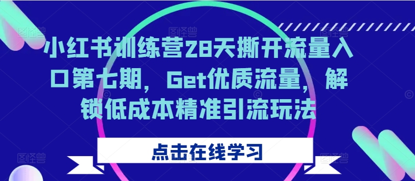 小红书训练营28天撕开流量入口第七期，Get优质流量，解锁低成本精准引流玩法-秀人资源网