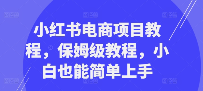 小红书电商项目教程，保姆级教程，小白也能简单上手-秀人资源网