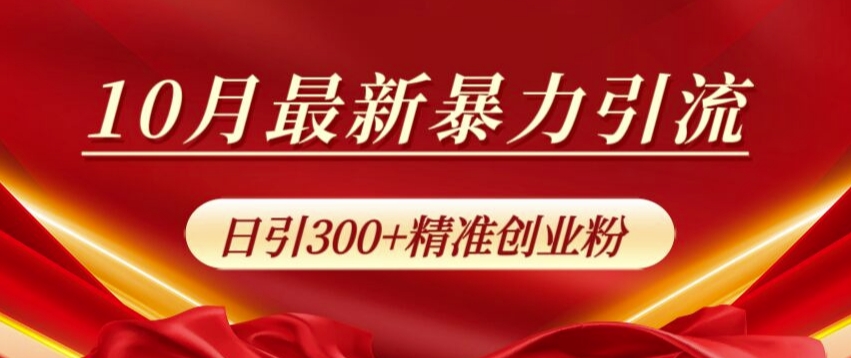 10月最新暴力引流，私域完美闭环，日引300+精准创业粉【揭秘】-秀人资源网