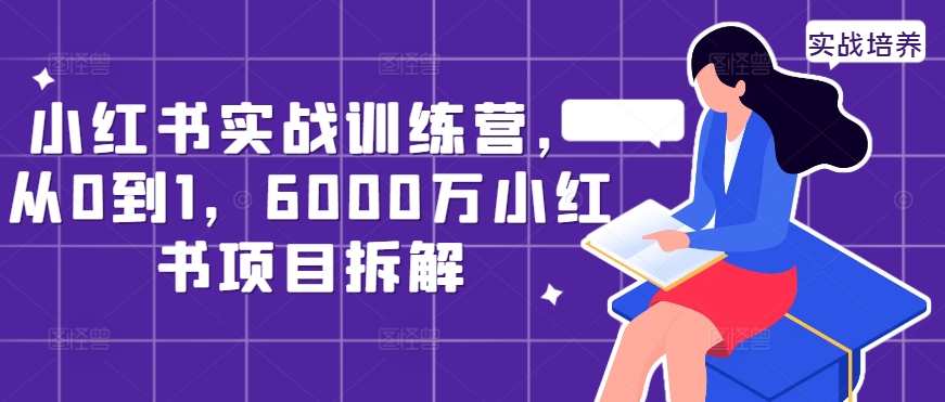 小红书实战训练营，从0到1，6000万小红书项目拆解-秀人资源网