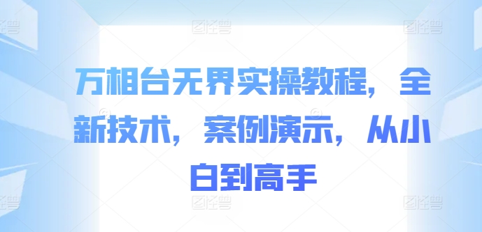 万相台无界实操教程，全新技术，案例演示，从小白到高手-秀人资源网
