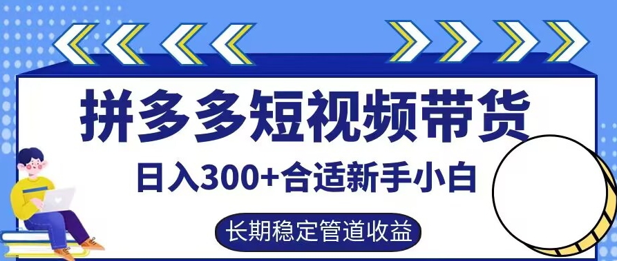 拼多多短视频带货日入300+有长期稳定被动收益，合适新手小白【揭秘】-整合资源网