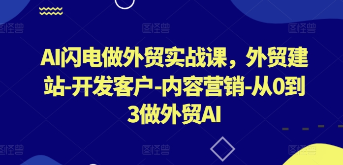 AI闪电做外贸实战课，​外贸建站-开发客户-内容营销-从0到3做外贸AI（更新）-秀人资源网