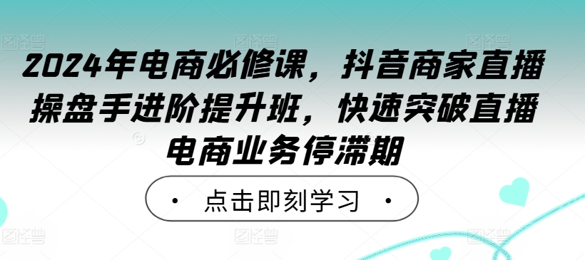 2024年电商必修课，抖音商家直播操盘手进阶提升班，快速突破直播电商业务停滞期-秀人资源网