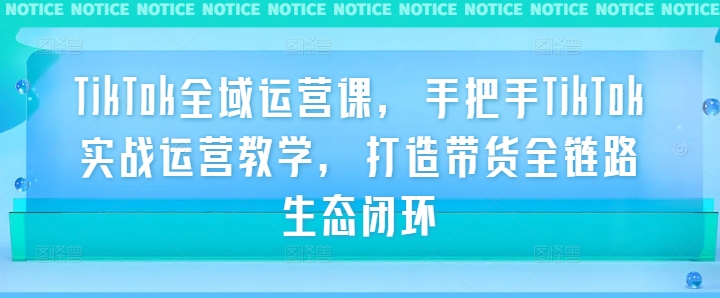 TikTok全域运营课，手把手TikTok实战运营教学，打造带货全链路生态闭环-秀人资源网