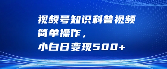 视频号知识科普视频，简单操作，小白日变现500+【揭秘】-秀人资源网