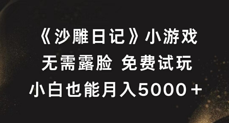 《沙雕日记》小游戏，无需露脸免费试玩，小白也能月入5000+【揭秘】-秀人资源网