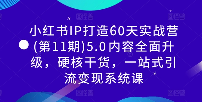 小红书IP打造60天实战营(第11期)5.0​内容全面升级，硬核干货，一站式引流变现系统课-秀人资源网