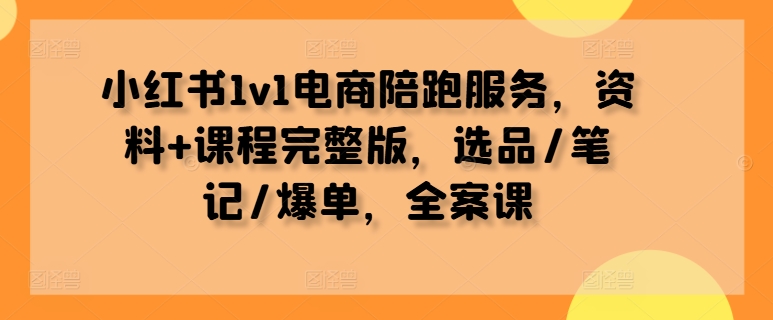 小红书1v1电商陪跑服务，资料+课程完整版，选品/笔记/爆单，全案课-秀人资源网