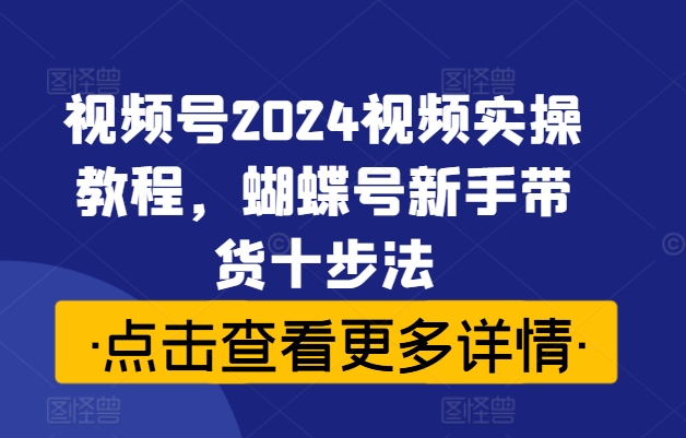 视频号2024视频实操教程，蝴蝶号新手带货十步法-整合资源网