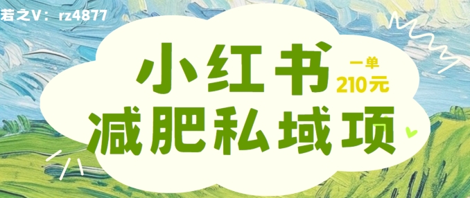 小红书减肥粉，私域变现项目，一单就达210元，小白也能轻松上手【揭秘】-秀人资源网