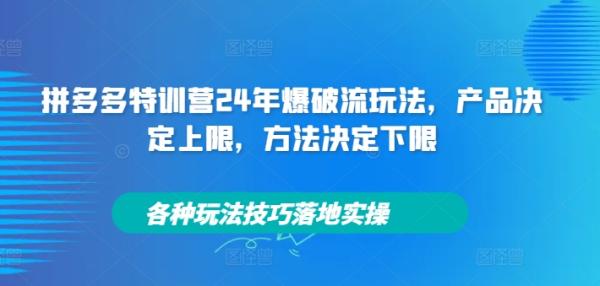 拼多多特训营24年爆破流玩法，产品决定上限，方法决定下限，各种玩法技巧落地实操-秀人资源网