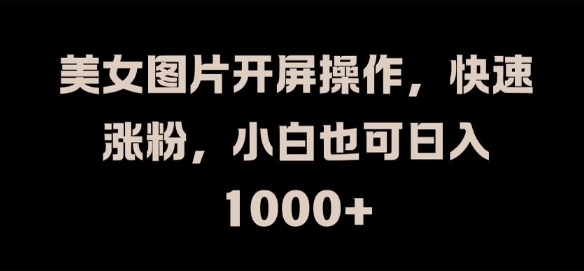 美女图片开屏操作，快速涨粉，小白也可日入1k【揭秘】-秀人资源网