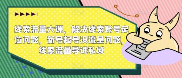 线索流量大课，解决线索账号定位问题，新号起号没流量问题，线索流量导进私域-整合资源网