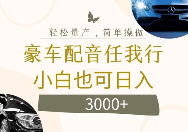 不为人知的暴力小项目，豪车配音，日入几张【揭秘】-秀人资源网