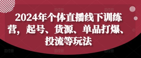 2024年个体直播训练营，起号、货源、单品打爆、投流等玩法-整合资源网