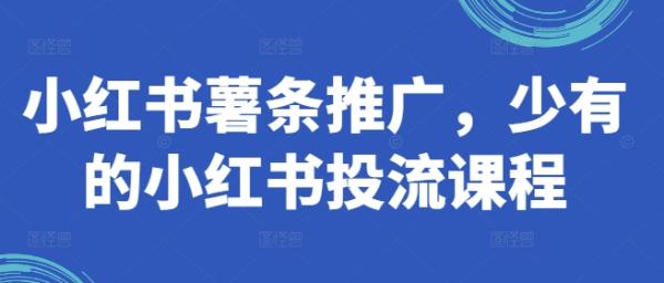 小红书薯条推广，少有的小红书投流课程-秀人资源网