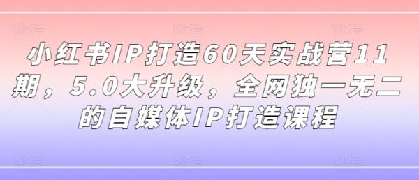 小红书IP打造60天实战营11期，5.0大升级，全网独一无二的自媒体IP打造课程-秀人资源网