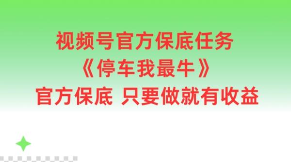 视频号官方保底任务，停车我最牛，官方保底只要做就有收益【揭秘】-秀人资源网
