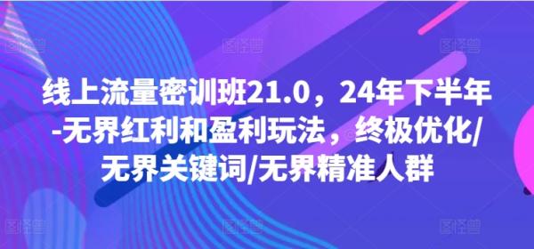 线上流量密训班21.0，24年下半年-无界红利和盈利玩法，终极优化/无界关键词/无界精准人群-秀人资源网