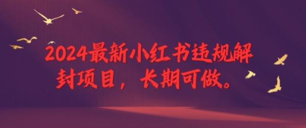 2024最新小红书违规解封项目，长期可做，一个可以做到退休的项目【揭秘】-秀人资源网