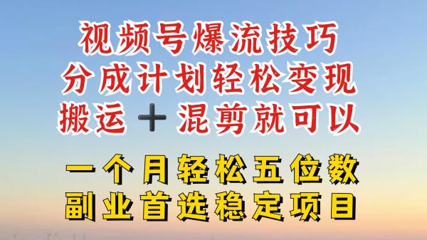 视频号分成最暴力赛道，几分钟出一条原创，最强搬运+混剪新方法，谁做谁爆【揭秘】-秀人资源网