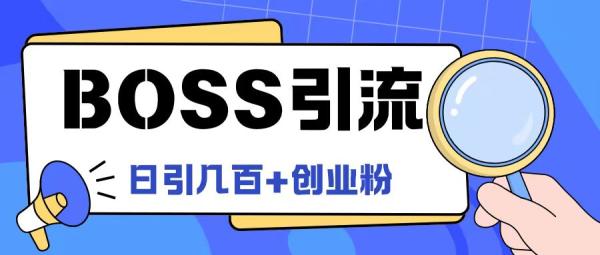 Boss直聘引流创业粉最新玩法日引100+创业粉【揭秘】-秀人资源网