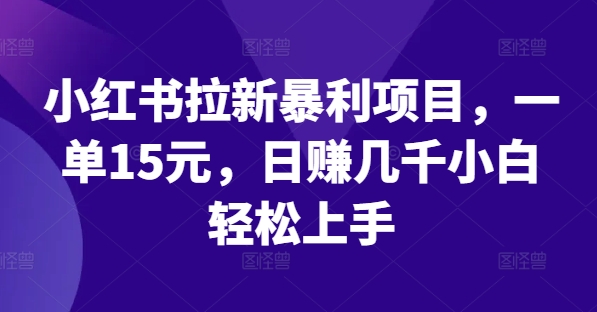 小红书拉新暴利项目，一单15元，日赚几千小白轻松上手【揭秘】-秀人资源网