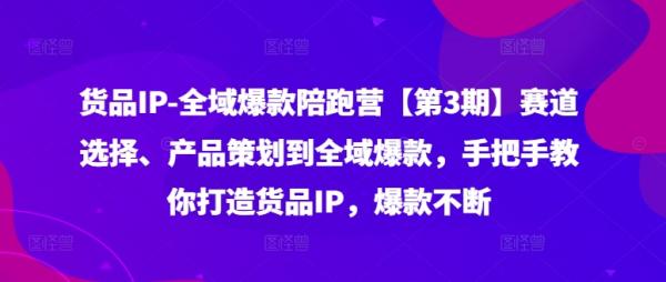 货品IP全域爆款陪跑营【第3期】赛道选择、产品策划到全域爆款，手把手教你打造货品IP，爆款不断-秀人资源网