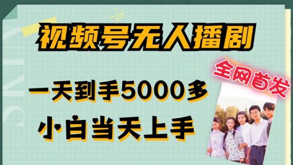 全网首发视频号无人播剧，拉爆流量不违规，一天到手5000多，小白当天上手，多号无限放大【揭秘】-秀人资源网