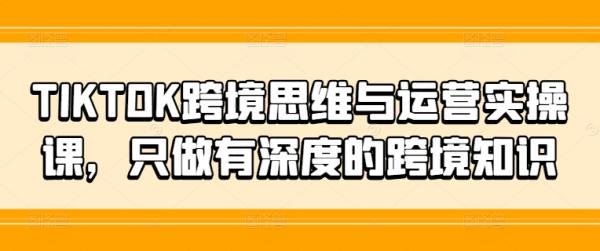 TIKTOK跨境思维与运营实操课，只做有深度的跨境知识-秀人资源网