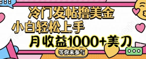 冷门发帖撸美金项目，月收益1000+美金，简单无脑，干就完了【揭秘】-秀人资源网