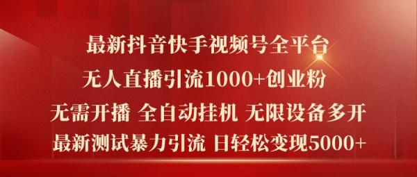 最新抖音快手视频号全平台无人直播引流1000+精准创业粉，日轻松变现5k+【揭秘】-整合资源网