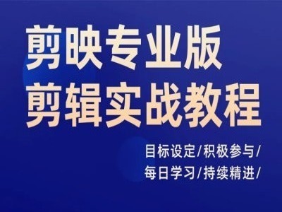 剪映专业版剪辑实战教程，目标设定/积极参与/每日学习/持续精进-秀人资源网