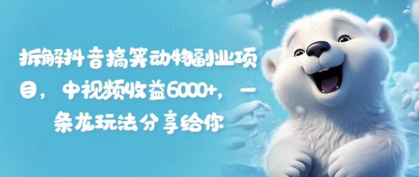 拆解抖音搞笑动物副业项目，中视频收益6000+，一条龙玩法分享给你-整合资源网