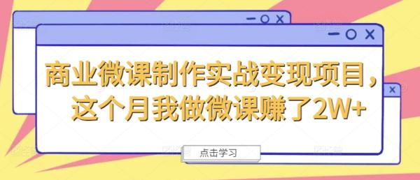 商业微课制作实战变现项目，这个月我做微课赚了2W+-秀人资源网