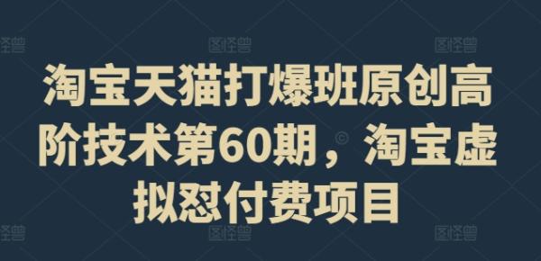 淘宝天猫打爆班原创高阶技术第60期，淘宝虚拟怼付费项目-整合资源网
