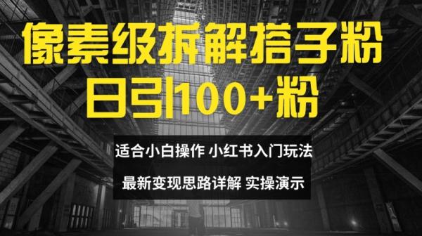 像素级拆解搭子粉，日引100+，小白看完可上手，最新变现思路详解【揭秘】-秀人资源网