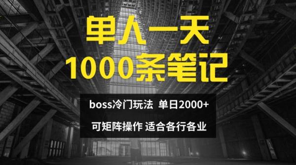 单人一天1000条笔记，日入2000+，BOSS直聘的正确玩法【揭秘】-秀人资源网