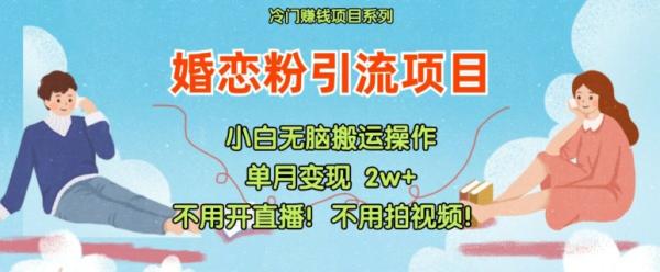 小红书婚恋粉引流，不用开直播，不用拍视频，不用做交付【揭秘】-整合资源网