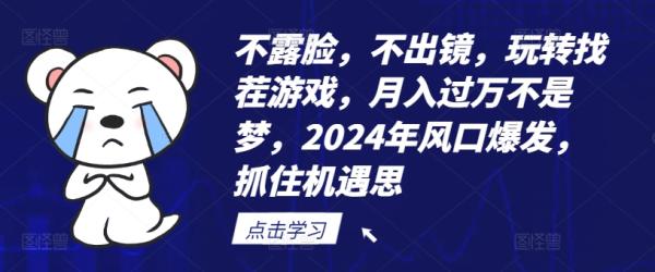 不露脸，不出镜，玩转找茬游戏，月入过万不是梦，2024年风口爆发，抓住机遇【揭秘】-秀人资源网