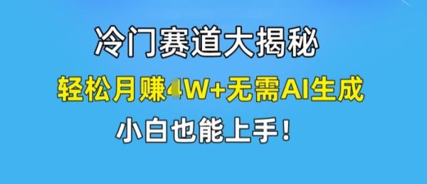 冷门赛道大揭秘，轻松月赚1W+无需AI生成，小白也能上手【揭秘】-秀人资源网