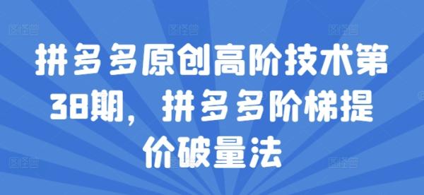 拼多多原创高阶技术第38期，拼多多阶梯提价破量法-秀人资源网