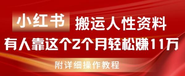 小红书搬运人性资料，有人靠这个2个月轻松赚11w，附教程【揭秘】-整合资源网