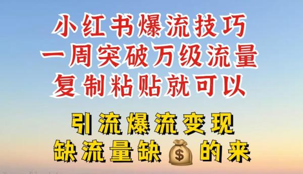 小红书爆流技巧，一周突破万级流量，复制粘贴就可以，引流爆流变现【揭秘】-秀人资源网