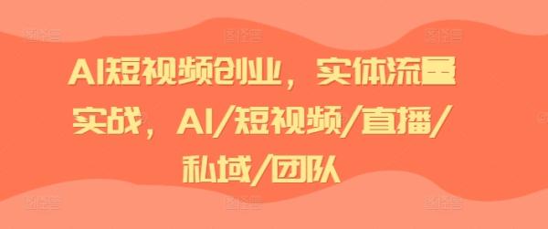 AI短视频创业，实体流量实战，AI/短视频/直播/私域/团队-秀人资源网