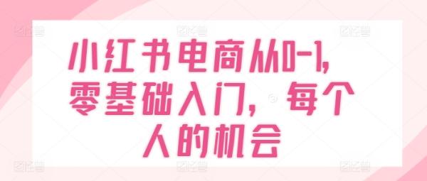 小红书电商从0-1，零基础入门，每个人的机会-秀人资源网