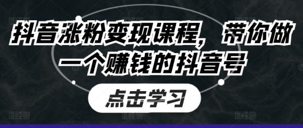 抖音涨粉变现课程，带你做一个赚钱的抖音号-秀人资源网